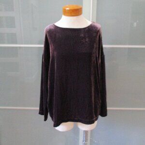 J. Jill 3/4 Sleeve Crushed Velvet Dark Fig Tunic